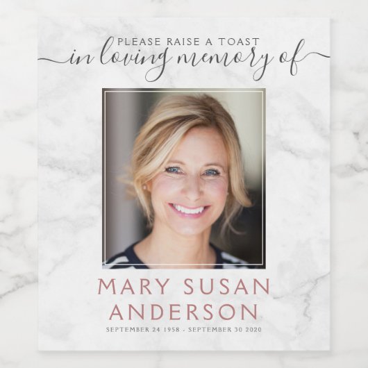 Hef het glas in liefdevolle herinnering aan foto-h wijn etiket (Enkel label)