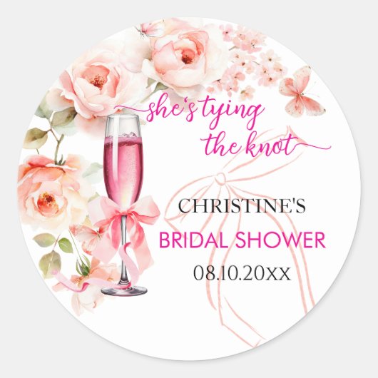 Hef het glas Zij Knoopt het Bruidsfeest Ronde Sticker (Voorkant)