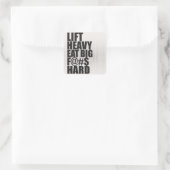 Hef zwaar op, eet groot vierkante sticker (Tas)
