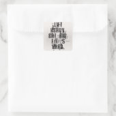 Hef zwaar op, eet groot vierkante sticker (Tas)