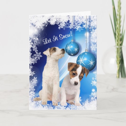 Hefboom Russell Puppy Let It Snow - pas het aan! Feestdagen Kaart (Voorkant)