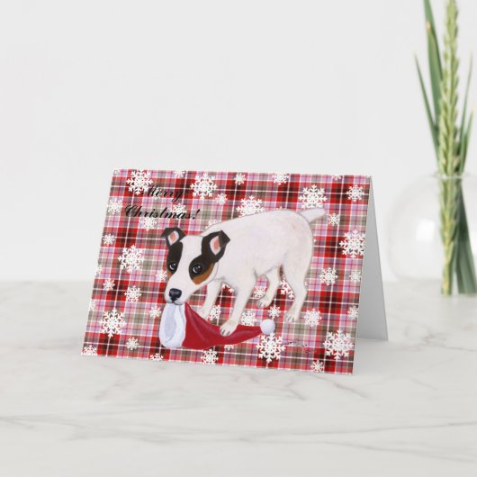 Hefboom Russell Terrier Christmas Snowflakes Card Feestdagen Kaart (Voorkant)