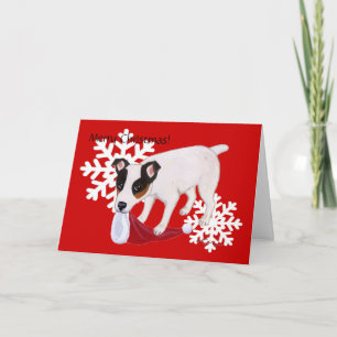 Hefboom Russell Terrier Christmas Snowflakes Card Feestdagen Kaart