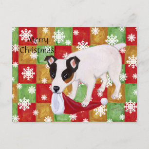 Hefboom Russell Terrier Christmas Snowflakes Feestdagenkaart