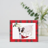 Hefboom Russell Terrier Christmas Tartan Feestdagenkaart (Staand voorkant)