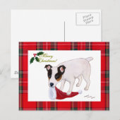 Hefboom Russell Terrier Christmas Tartan Feestdagenkaart (Voorkant / Achterkant)
