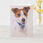 Hefboom Russell Terrier Painted in Watercolour Kaart (Gele Bloem)
