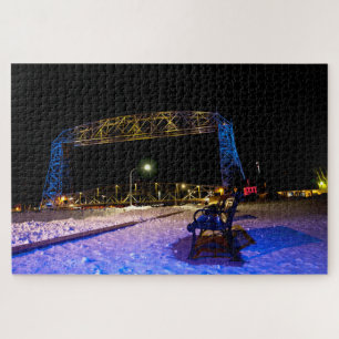 Hefbrug Duluth Minnesota Met Oekraïense Kleuren Legpuzzel