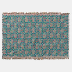 Heffalbs Red Blue beige Paisley Throw Blanket Deken