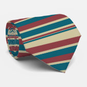 Heffalfels Red Blue Beige Deckstoel Stripe Necktie Stropdas (Opgerold)