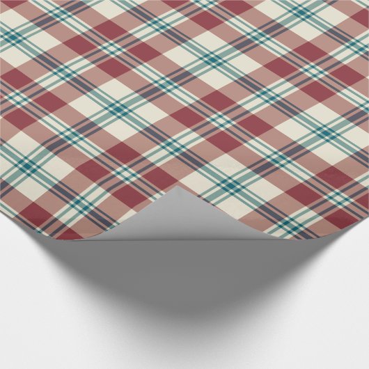Heffalump Navy Rood Beige Plaid Wrapping Papier (Hoek)
