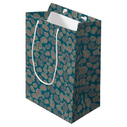 Heffalumps Rood Blauw Beige Paisley Gift Bag Medium Cadeauzakje (Voorkant Gekanteld)