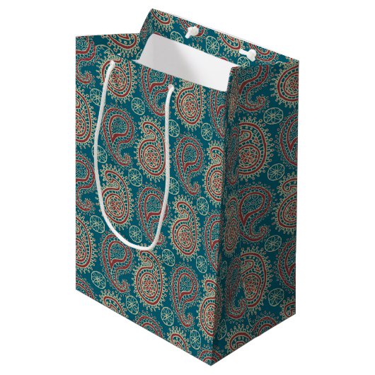 Heffalumps Rood Blauw Beige Paisley Gift Bag Medium Cadeauzakje (Voorkant Gekanteld)