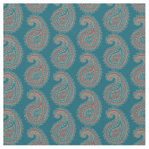 Heffalumps Rood Blauw Beige Paisley Patroon Stof