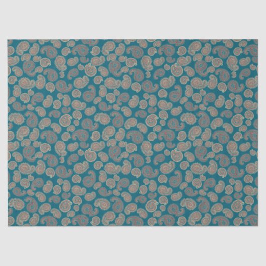 Heffalumps Rood Blauw Beige Paisley Tissue Paper Tissuepapier (Voorkant)