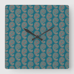 Heffalumps Rood Blauw Beige Paisley Wandklok