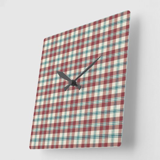 Heffalumps Rood, Blauw, Beige Plaid Wandklok (Hoek)