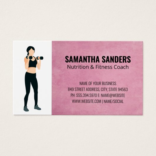 Hefgewicht vrouw | fitness - oefening visitekaartje (Voorkant)