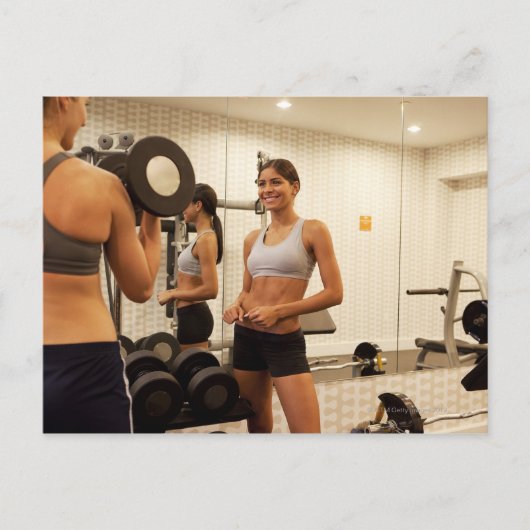 Hefgewichten in de gym briefkaart (Voorkant)