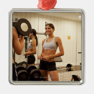 Hefgewichten in de gym metalen ornament