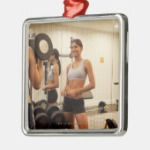 Hefgewichten in de gym metalen ornament (Links)