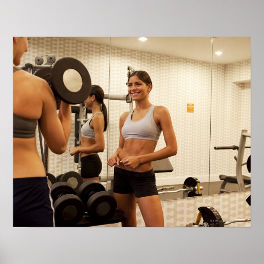 Hefgewichten in de gym poster (Voorkant)
