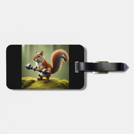 Hefgewichten van eekhoorns bagagelabel (Achterkant horizontaal)