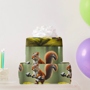 Hefgewichten van eekhoorns cadeaupapier
