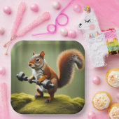 Hefgewichten van eekhoorns papieren bordje (Feest)
