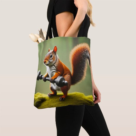 Hefgewichten van eekhoorns tote bag