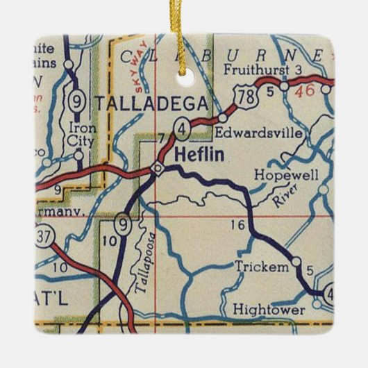 Heflin AL Map Keramisch Ornament (Voorkant)