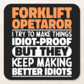 Heftruck operator Ik probeer dingen grappig citaat Kartonnen Onderzetters (Voorkant)
