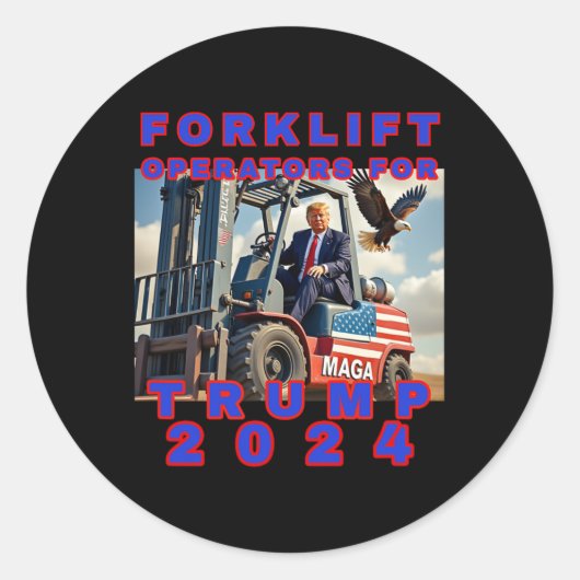 Heftruck operators voor Trump Ronde Sticker (Voorkant)