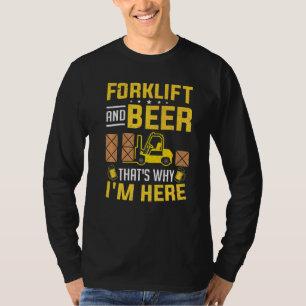 Heftruckchauffeur vork en bier vorkheftruck t-shirt