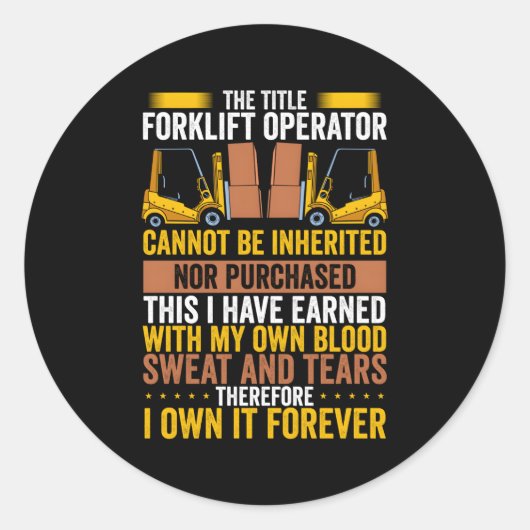 Heftruckoperator Heftruckbestuurder Ronde Sticker (Voorkant)