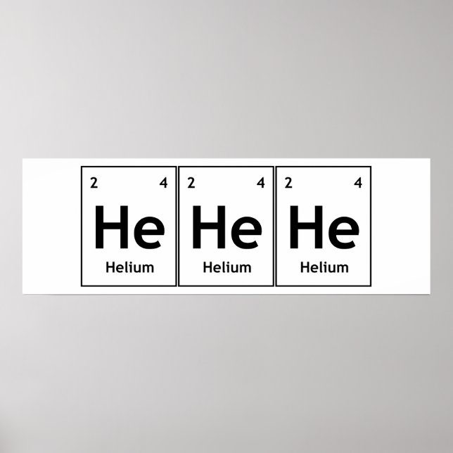 HeHeHe Helium Element Periodic Table Word Science Poster (Voorkant)