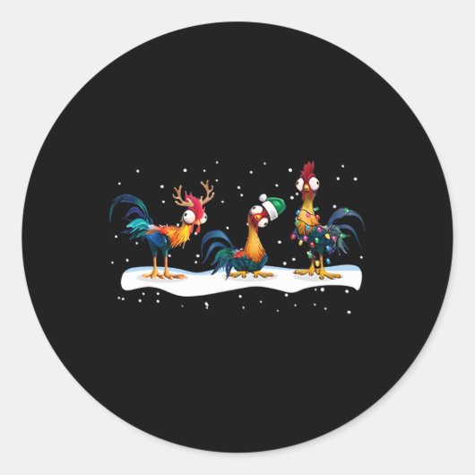 Hei Hei Chicken Christmas - Uni  Ronde Sticker (Voorkant)