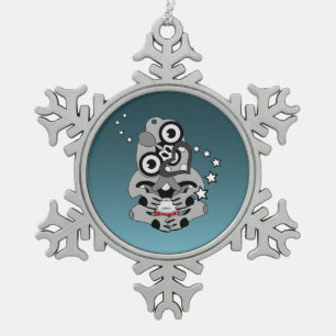 Hei Tiki Nieuw-Zeeland Drum Maori-ontwerp Tin Sneeuwvlok Ornament