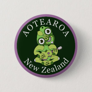 Hei Tiki Nieuw-Zeelandse badge Ronde Button 5,7 Cm