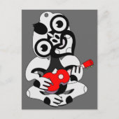 Hei Tiki Ukulele Briefkaart zwart (Voorkant)