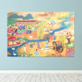 Heian Courtyard Scene: Tales from a Gilded Scroll Canvas Afdruk (Insitu (Houten vloer))