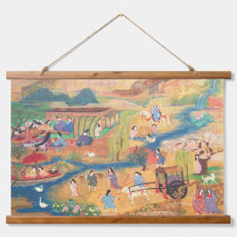 Heian Courtyard Scene: Tales from a Gilded Scroll Hangend Wandkleed