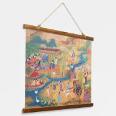 Heian Courtyard Scene: Tales from a Gilded Scroll Hangend Wandkleed (Gebogen)