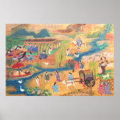 Heian Courtyard Scene: Tales from a Gilded Scroll Poster (Voorkant)