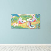Heian Elysium: Ladies in a Spring Meadow Canvas Afdruk (Insitu (Houten vloer))
