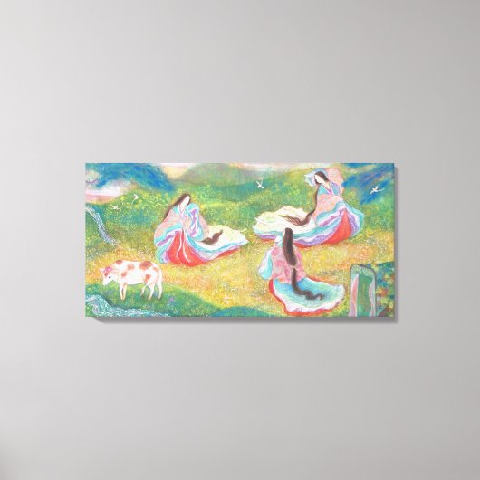 Heian Elysium: Ladies in a Spring Meadow Canvas Afdruk (Voorkant)