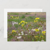 Heide- en witte gele bloemen DANK U Postkaart (Voorkant / Achterkant)