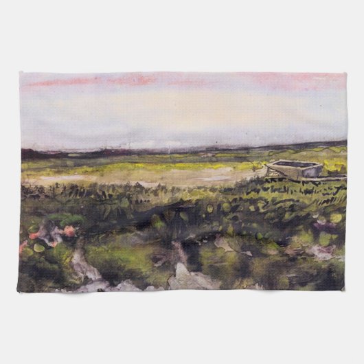 Heide met een kruiwagen door Vincent van Gogh Theedoek (Horizontaal)