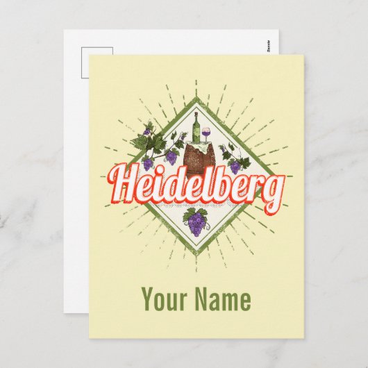 Heidelberg am Neckar Germany Retro Wine  Feestdagenkaart (Voorkant / Achterkant)