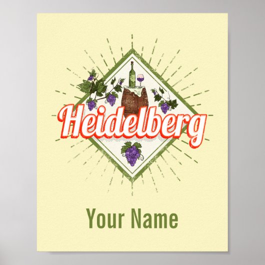 Heidelberg am Neckar Germany Retro Wine  Poster (Voorkant)